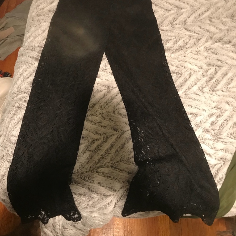 Black lace wrangler pants